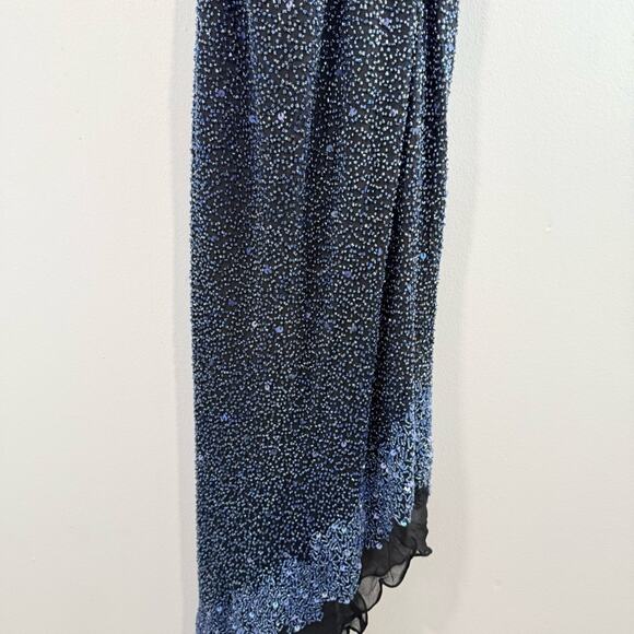 Vintage Scala Y2K Blue Beaded One Shoulder Asymmetrical Fairycore Dress Medium - Picture 6 of 14